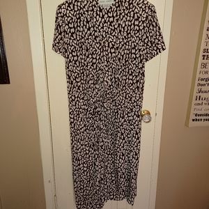 Maggy London 100% Silk Brown and Cream wrap dress